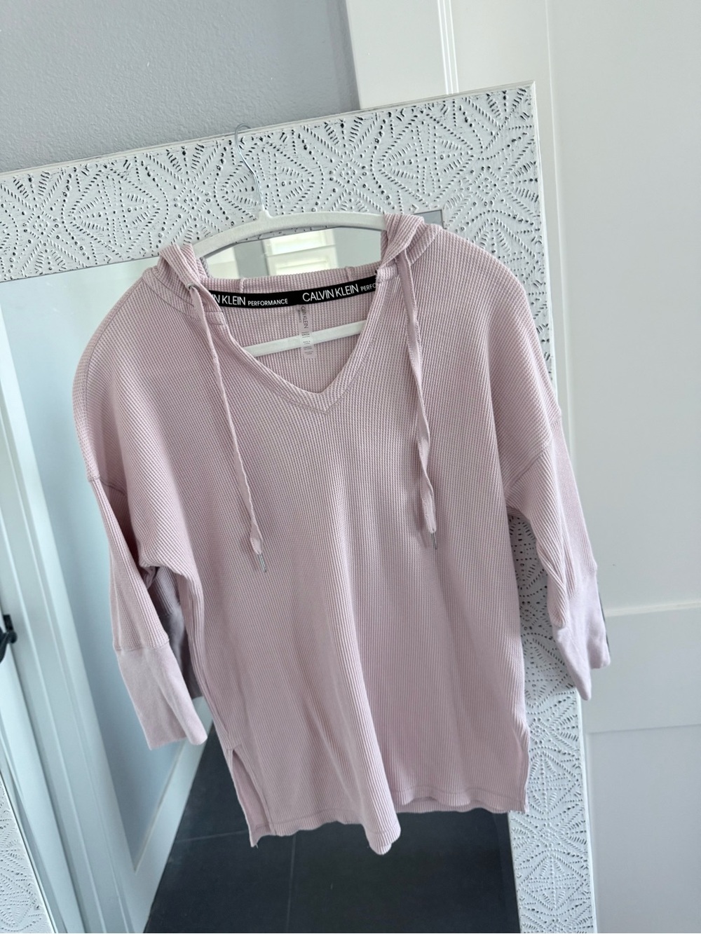 Calvin Klein Light Mauve Waffle V-Neck Top